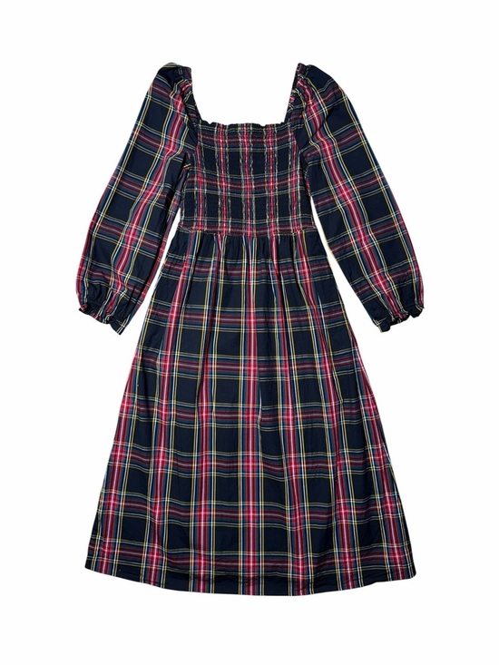 J. Crew Dresses & Skirts - J. Crew Black and Red Tartan Smocked Long Sleeve Midi Dress Womens XS